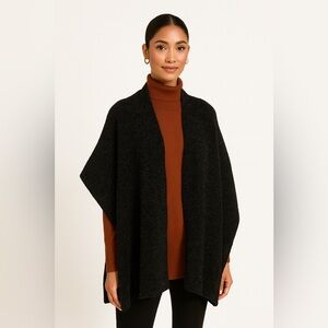 Women’s Nordstrom Winter Shawl Cape Wrap   Soft Knit Black Made In Italy